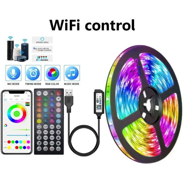 USB LED Strip Lights APP Control Color Changing 5050 RGB Led Light Flexible Lamp Tape for Room Decoration TV Backlight Diode - Image 7