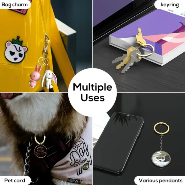 12pcs Metal Flat Key Rings, 1 inch Thick Round Split Keyring for Car Office Home DIY Keychains - Image 4