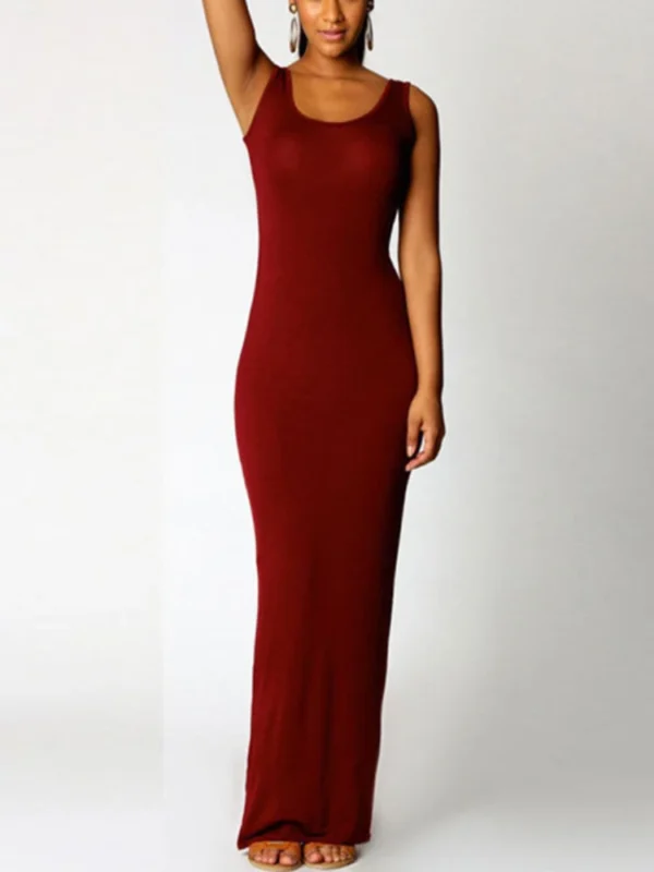 Sexy Solid Color Slim Bodycon Long Maxi Dress Women Elegant Sleeveless Skinny Dress Club Party Vestidos - Image 6