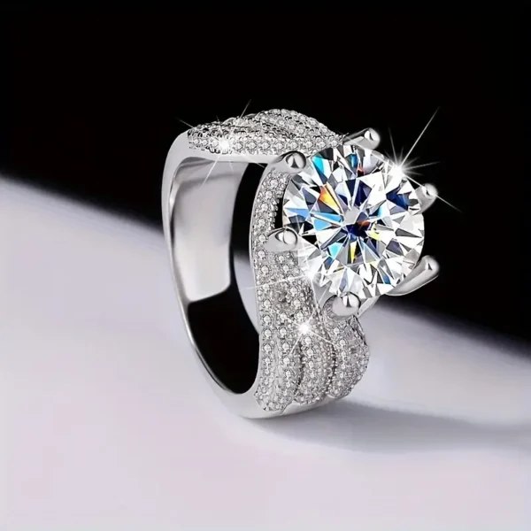 5 Carat Moissanite S925 Ring, 18K Gold Plated Fashion Party, Engagement, Wedding Anniversary Holiday Gift Mother's Day Gift - Image 2