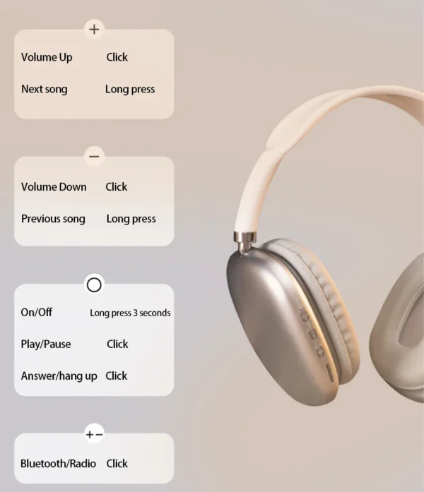 P9 Wireless Bluetooth Headset Outdoor Sports Gaming Wireless Headphones with Mic Noise Cancelling Earbuds Bluetooth Earphones - Image 12