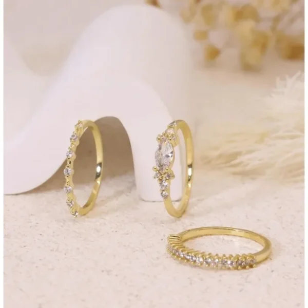 Gold Rings Gold Plated Stackable Ring Set Women's Cubic Zirconia Rings Gold Engagement Rings No Tarnish - Image 5