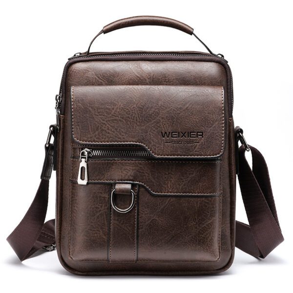 Popular Men's Messenger Bag One Shoulder Retro Business Backpack PU Leather Flaps Crossbody Bags Business Flap Male Solid Travel Bag - Image 5