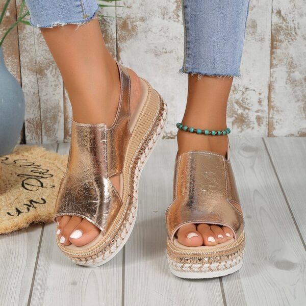 Summer Shiny Sandals Hollow Design Fish Mouth Sandal For Women Fashion Buckle Wedges Shoes - Image 7