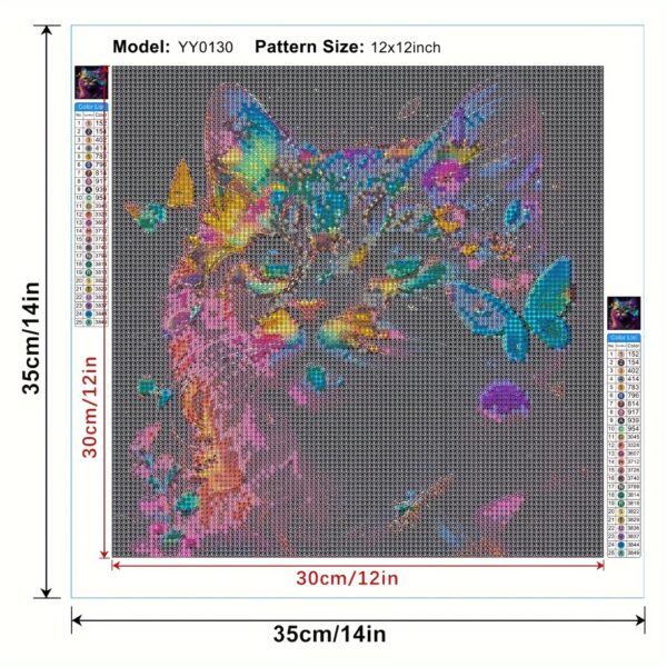 YIYUE Diamond Art Painting Kits for Beginners, Full Round Drill 5D Digital Painting Kit, Cat Paint for Adults, DIY Paint by Numbers for Relaxation and Home Wall Decor 12x12inch, No.5 - Image 2