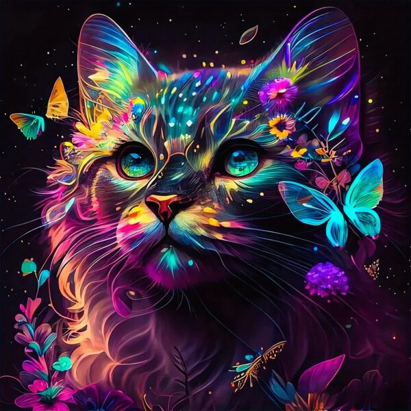 YIYUE Diamond Art Painting Kits for Beginners, Full Round Drill 5D Digital Painting Kit, Cat Paint for Adults, DIY Paint by Numbers for Relaxation and Home Wall Decor 12x12inch, No.5