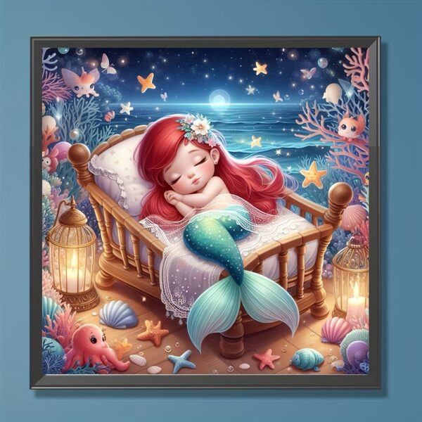 5D Mermaid Diamond Painting Kit - Round Diamond Animal Theme DIY Art Embroidery Cross Stitch Set, Acrylic PMMA Diamond Art Craft for Wall Decor, Ideal Gift - Image 3